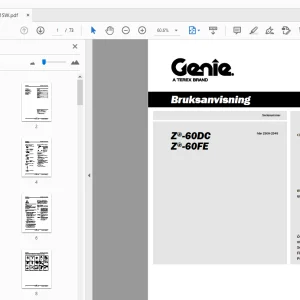 Genie Z-60DC Z-60FE Bruksanvisning 1307261SW - PDF DOWNLOAD