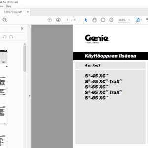 Genie lift 4 m kori S-45 XC S-45 XC TraX S-65 XC S-65 XC TraX S-85 XC Käyttöoppaan lisäosa 1295772