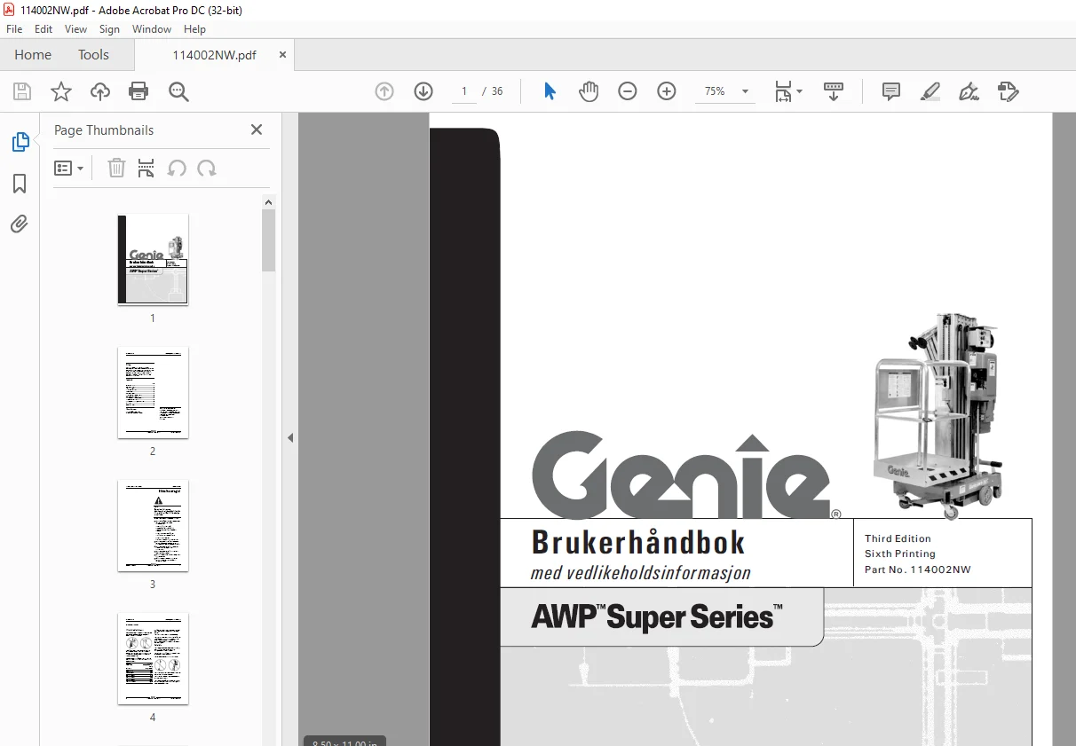 Genie lift AWP Super Series brukerhåndbok 114002 - PDF DOWNLOAD - Image 2