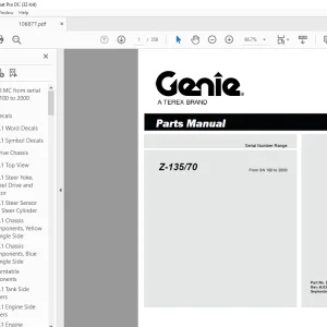 Genie lift Boom Z-135/70 Parts Manual 106877 - PDF DOWNLOAD