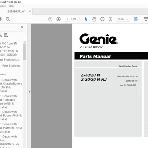 Genie lift Boom Z-30/20 N Z-30/20 N RJ Parts Manual 1285596 - PDF DOWNLOAD