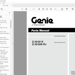 Genie lift Boom Z-30/20 N Z-30/20N RJ Parts Manual 74117 - PDF DOWNLOAD