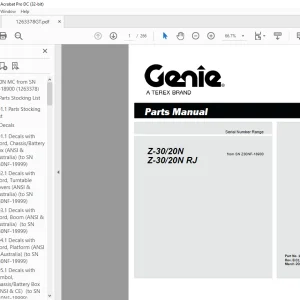Genie lift Boom Z-30/20N Z-30/20N RJ Parts Manual 1263378