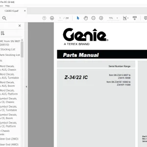 Genie lift Boom Z-3422 IC Parts Manual 1269510 - PDF DOWNLOAD