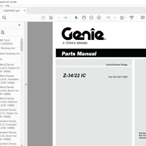 Genie lift Boom Z-34/22 IC Parts Manual 1283959 - PDF DOWNLOAD