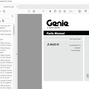 Genie lift Boom Z-34/22 IC Parts Manual 1285597  - PDF DOWNLOAD