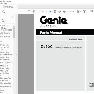 Genie lift Boom Z-45 XC Parts Manual 1268196  - PDF DOWNLOAD
