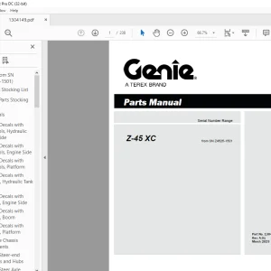 Genie lift Boom Z-45 XC Parts Manual 1304149 - PDF DOWNLOAD