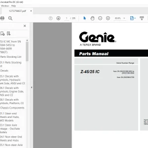 Genie lift Boom Z-45/25 IC Parts Manual 1273798 - PDF DOWNLOAD