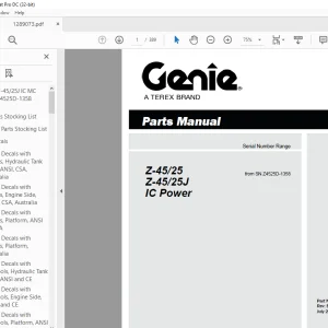 Genie lift Boom Z-45/25 Z-45/25J IC Power Parts Manual 1289073 - PDF DOWNLOAD