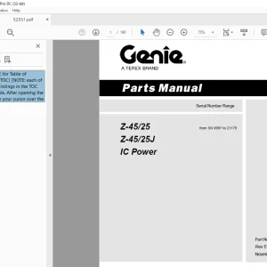 Genie lift Boom Z-45/25 Z-45/25J IC Power Parts Manual 52551 - PDF DOWNLOAD