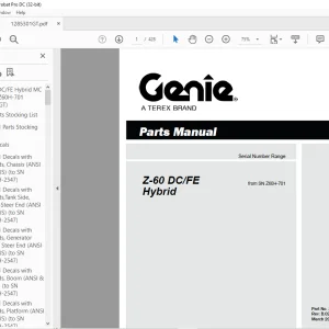 Genie lift Boom Z-60 DC/FE Hybrid Parts Manual 1285301- PDF DOWNLOAD