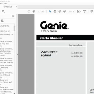 Genie lift Boom Z-60 DC/FE Hybrid Parts Manual 1311262 - PDF DOWNLOAD