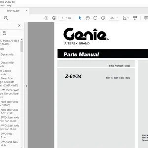 Genie lift Boom Z-60/34 Parts Manual 102499 - PDF DOWNLOAD
