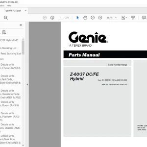 Genie lift Boom Z-6037 DCFE Hybrid Parts Manual 1269767