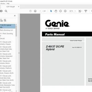 Genie lift Boom Z-60/37 DC/FE Hybrid Parts Manual 1291730 - PDF DOWNLOAD