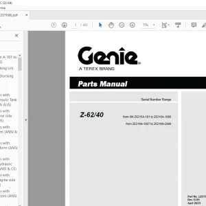 Genie lift Boom Z-62/40 Parts Manual 1257686 - PDF DOWNLOAD