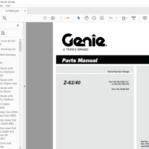 Genie lift Boom Z-62/40 Parts Manual 1273800 - PDF DOWNLOAD