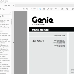 Genie lift Boom ZX-135/70 Parts Manual - PDF DOWNLOAD