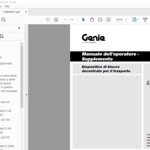 Genie lift Dispositivo di blocco decentrato per il trasporto Supplemento Manuale dell'operatore