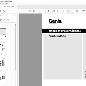 Genie lift Førerbeskyttelse Tillegg til brukerhåndbok 219159  - PDF DOWNLOAD (Norwegian)