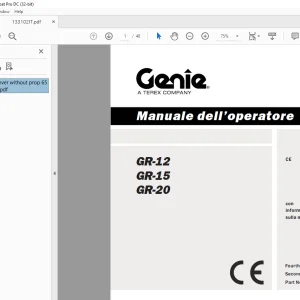 Genie lift GR-12 GR-15 GR-20 Manuale dell’operatore 133102 PDF