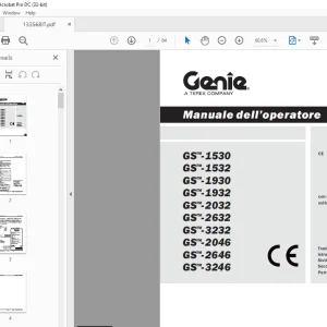 Genie lift GS-1530 GS-1532 GS-1930 GS-1932 GS-2032 GS-2632 GS-3232 GS-2046 GS-2646 GS-3246 Manuale dell’operatore