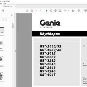 Genie lift GS-1530/32 CE GS-1930/32 GS-2032 GS-2632 GS-3232 GKäyttäjän Opaskirja