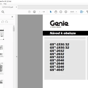 Genie lift GS-1530/32 GS-1930/32 GS-2032 GS-2632 GS-3232 Návod k obsluze