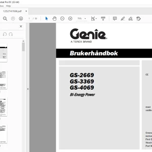 Genie lift GS-2669 GS-3369 GS-4069 Bi-Energy Power Brukerhåndbok PDF
