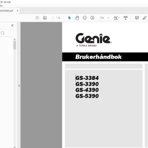 Genie lift GS-3384 GS-3390 GS-4390 GS-5390 Brukerhåndbok 1278050