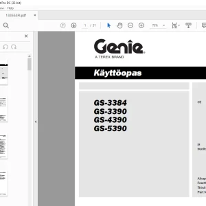 Genie lift GS-3384 GS-3390 GS-4390 GS-5390 Käyttöopas 133553