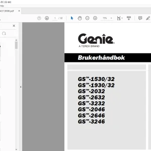 Genie lift GS™-1530/32 GS™-1930/32 GS™-2032 GS™-2632 GS™-3232 GS™-2046 GS™-2646 GS™-3246 Brukerhåndbok
