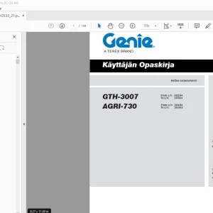 Genie lift GTH-3007 AGRI-730 Käyttäjän Opaskirja 57.0009.0533