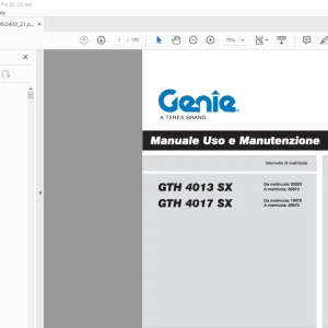 Genie lift GTH 4013 SX GTH 4017 SX Manuale Uso e Manutenzione