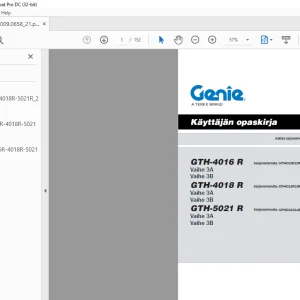 Genie lift GTH-4016 R GTH-4018 R GTH-5021 R Käyttäjän opaskirja PDF