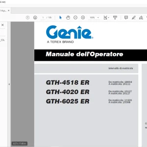 Genie GTH-4518 ER GTH-4020 ER GTH-6025 ER Operator Manual (Italian) PDF