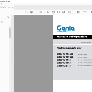 Genie lift GTH4016 SR GTH4018 SR GTH4016 R GTH4018 R GTH5021 R Manuale dell'Operatore