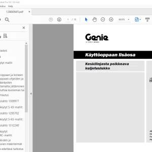 Genie lift Keskilinjasta poikkeava kuljetuslukko Käyttöoppaan lisäosa