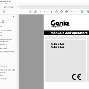 Genie lift S-40 TRAX S-45 TRAX Manuale dell’operatore 217554 - PDF DOWNLOAD (Italian)