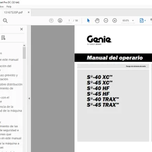 Genie lift S-40 XC S-45 XC S-40 HF S-45 HF S-40 TRAX S-45TRAX Manual del operario 1316753
