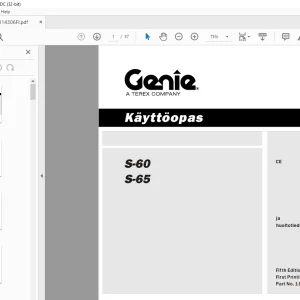 Genie lift S-60 S-65 Käyttöopas 114306  - PDF DOWNLOAD