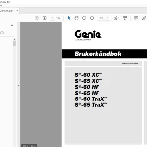Genie lift S-60 XC S-65 XC S-60 HF S-65 HF S-60 TraX S-65 TraX Brukerhåndbok