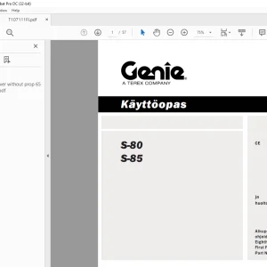 Genie lift S-80 S-85 Käyttöopas 107111 - PDF DOWNLOAD  (Finnish)