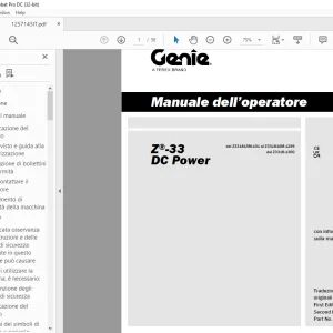 Genie lift Z-33 DC Power Manuale dell’operatore 1257143 - PDF DOWNLOAD (Italian)