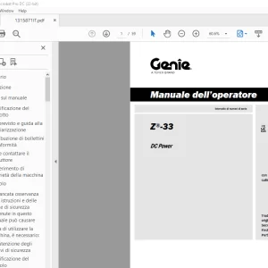 Genie lift Z-33 DC Power Manuale dell’operatore 1315871  PDF