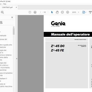 Genie lift Z-45 DC Z-45 FE Manuale dell’operatore  - PDF DOWNLOAD (Italian)