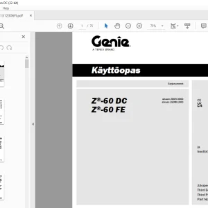 Genie lift Z-60 DC Z-60 FE Käyttöopas 1312306  - PDF DOWNLOAD