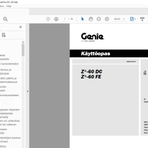 Genie lift Z-60 DC Z-60 FE Käyttöopas 1315862 - PDF DOWNNLOAD