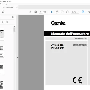 Genie lift Z-60 DC Z-60 FE Manuale dell’operatore 1312306 - PDF DOWNLOAD (Italian)